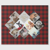 50e 40e 60e FOTO Collage Buffalo Plaid Naam Cadeaupapier (Vlak)