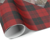 50e 40e 60e FOTO Collage Buffalo Plaid Naam Cadeaupapier (Rol Hoek)