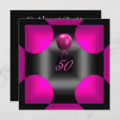 50e 50e Abstract-roze 3 ballon van Birthday Party Kaart (Voorkant / Achterkant)