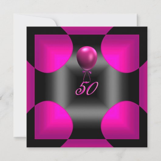 50e 50e Abstract-roze 3 ballon van Birthday Party Kaart (Voorkant)