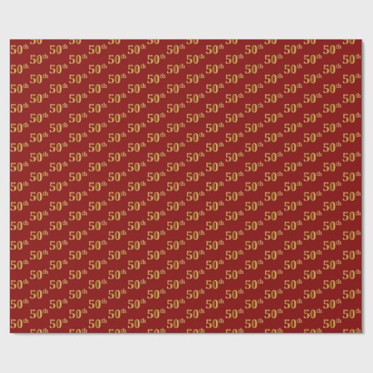 50e (50e) gebeurtenis Red, Faux Gold Cadeaupapier (Vlak)