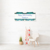 50e 50e Happy Birthday Party Blauw Abstract 2024 Spandoek (Insitu)