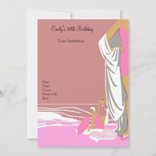 50e 50e verjaardag Retro Diva Pink Art deco Kaart (Achterkant)