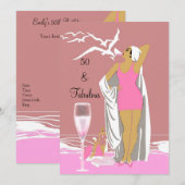 50e 50e verjaardag Retro Diva Pink Art deco Kaart (Voorkant / Achterkant)