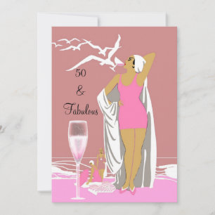 50e 50e verjaardag Retro Diva Pink Art deco Kaart