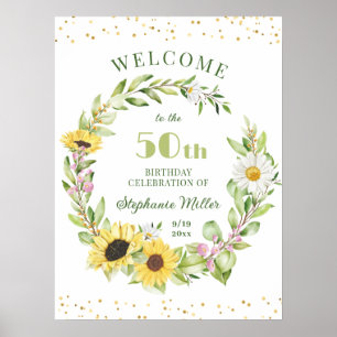 50e 50e verjaardagsfeestje Zonnebloem Bloemen Welk Poster