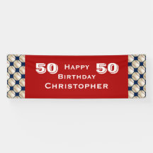 50e, 55e verjaardag Baseball, naam rood