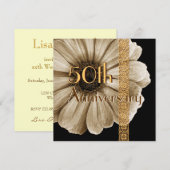 50e - 59e Jubileum Uitnodiging - GOLD Daisy (Voorkant / Achterkant)