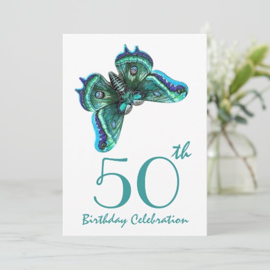 50e - 59e verjaardag van de uitnodiging tot Blauwg (Staand voorkant)