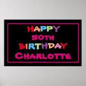 50e Aangepaste naam Modern Cute 50e Birthday Party Poster (Voorkant)