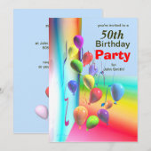 50e ballonmuur van het Birthday-feest Kaart (Voorkant / Achterkant)