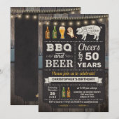 50e BBQ Barbecue & Beer Birthday Invitation Kaart (Voorkant / Achterkant)