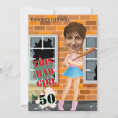 50e bevalling Bad Girl Funny Face Cut-out Kaart (Voorkant)