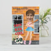 50e bevalling Bad Girl Funny Face Cut-out Kaart (Staand voorkant)