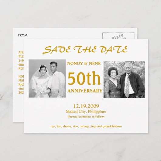 50E BEWAAR DE DATUM AANKONDIGINGSKAART (Voorkant / Achterkant)