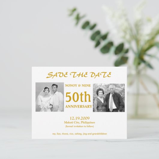 50E BEWAAR DE DATUM AANKONDIGINGSKAART (Staand voorkant)