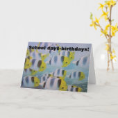 50e BIRDHAY HUMOR VAN SCHOOL OF FISH Kaart (Gele Bloem)