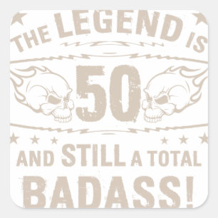 50e Birthday Badass Vierkante Sticker