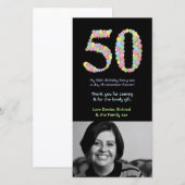 50e Birthday-ballonnen Hartelijk dank voor uw foto Bedankkaart (Voorkant / Achterkant)