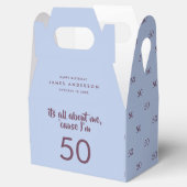 50e Birthday blue elegant modern Favor Box Bedankdoosjes (Geopend)