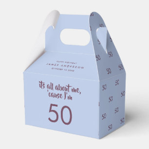 50e Birthday blue elegant modern Favor Box Bedankdoosjes