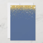 50e Birthday Blue en Gold Glitter Confetti Kaart (Achterkant)