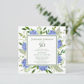 50e Birthday Blue Hydrangeas Kaart (Staand voorkant)