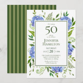 50e Birthday Blue Hydrangeas Kaart (Voorkant / Achterkant)