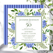 50e Birthday Blue Hydrangeas Kaart
