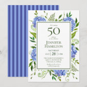 50e Birthday Blue Hydrangeas Kaart (Voorkant / Achterkant)