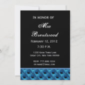 50e Birthday Blue Peacock Feathers Sjabloon Kaart (Achterkant)