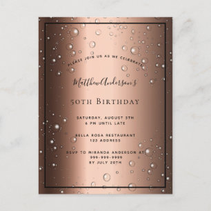50e Birthday bronze bruine zwarte belletje Briefkaart