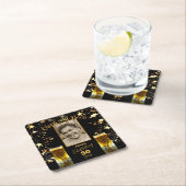 50e Birthday Cheers and Beers Black and Gold Kartonnen Onderzetters (Insitu)