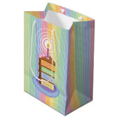 50e Birthday Chocolate Rainbow Layered Cake Slice Medium Cadeauzakje (Voorkant Gekanteld)
