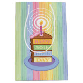 50e Birthday Chocolate Rainbow Layered Cake Slice Medium Cadeauzakje (Voorkant)