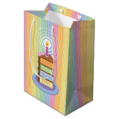 50e Birthday Chocolate Rainbow Layered Cake Slice Medium Cadeauzakje (Achterkant Gekanteld)