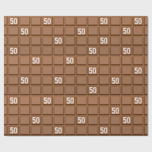 50e 'Birthday Chocolate' Snoep Bar, ompakken papie Cadeaupapier (Vlak)