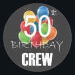 50e Birthday Crew 50 Party Crew Group Ronde Sticker<br><div class="desc">50e verjaardag Crew 50-partijengroep vrienden BDay design Classic Round Sticker Classic Collectie.</div>