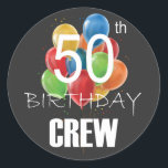 50e Birthday Crew 50 Party Crew Group Ronde Sticker<br><div class="desc">50e verjaardag Crew 50-partijengroep vrienden BDay design Classic Round Sticker Classic Collectie.</div>