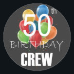 50e Birthday Crew 50 Party Crew Group Ronde Sticker<br><div class="desc">50e verjaardag Crew 50-partijengroep vrienden BDay design Classic Round Sticker Classic Collectie.</div>