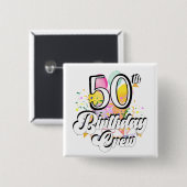 50e Birthday Crew 50 Party Crew Square Button (Voorkant /achterkant)