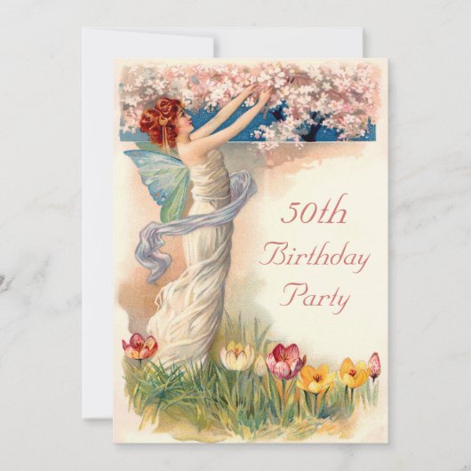 50e Birthday  Fairy Blossom Kaart (Voorkant)