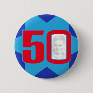 50e Birthday-foto-sterknop/badge Ronde Button 5,7 Cm