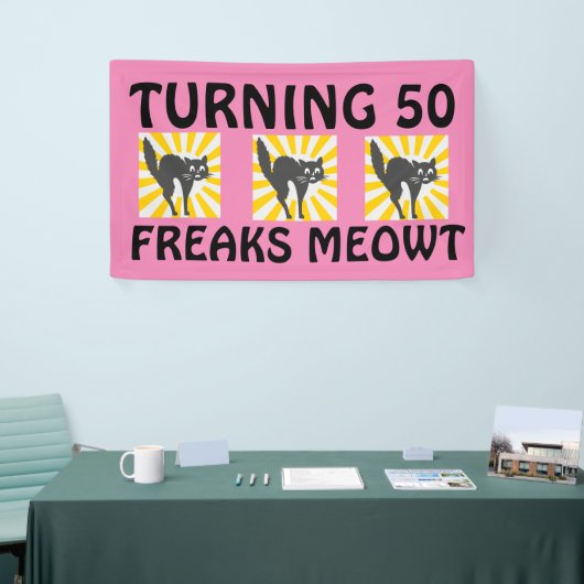 50E BIRTHDAY FUNNY CAT BANNER (Beurs)