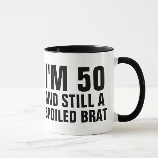 50E BIRTHDAY FUNNY COFFEE MUGS, BRAT MOK (Rechts)