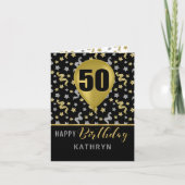 50e Birthday Gold- en Silver Confetti-ballon Kaart (Voorkant)