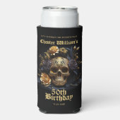 50E BIRTHDAY GOLD SKULL ROOS HALLOWEEN PARTIJ SELTZER BLIKJESKOELER (Seltzer Achterkant)