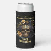 50E BIRTHDAY GOLD SKULL ROOS HALLOWEEN PARTIJ SELTZER BLIKJESKOELER (Seltzer Voorkant)