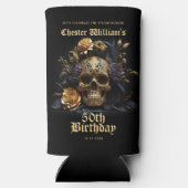 50E BIRTHDAY GOLD SKULL ROOS HALLOWEEN PARTIJ SELTZER BLIKJESKOELER (Achterkant)