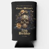 50E BIRTHDAY GOLD SKULL ROOS HALLOWEEN PARTIJ SELTZER BLIKJESKOELER (Voorkant)